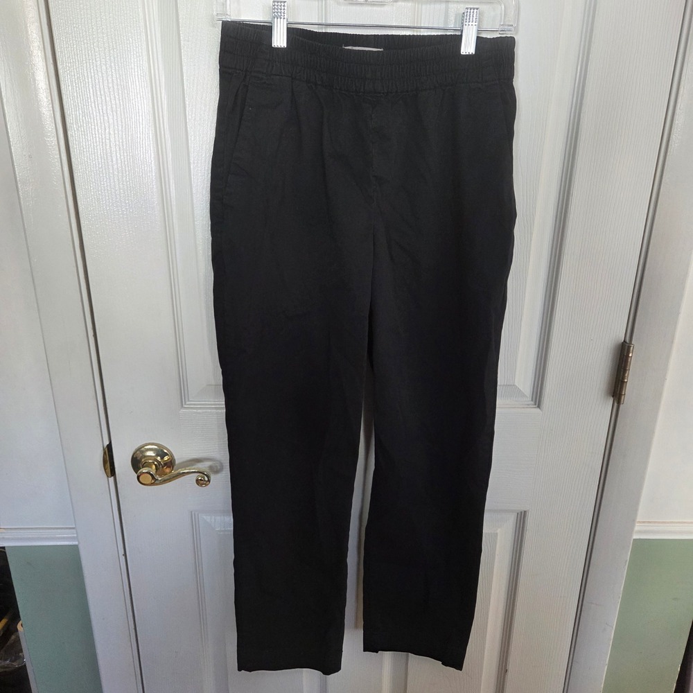 Everlane Sz 4 Easy Pant Black Elastic Waist Straight Leg Cotton Trousers Office